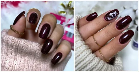 Deep burgundy nails