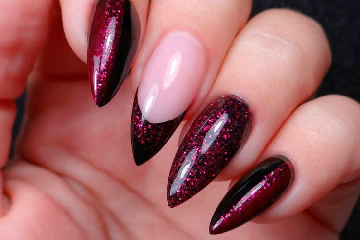 glossy burgundy nails