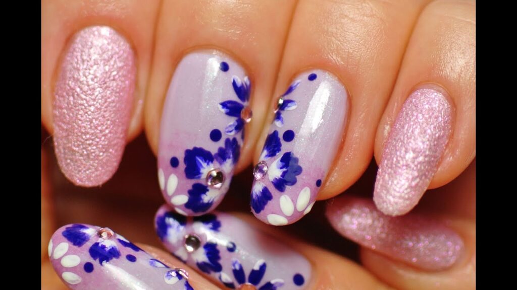 Delicate floral nail art