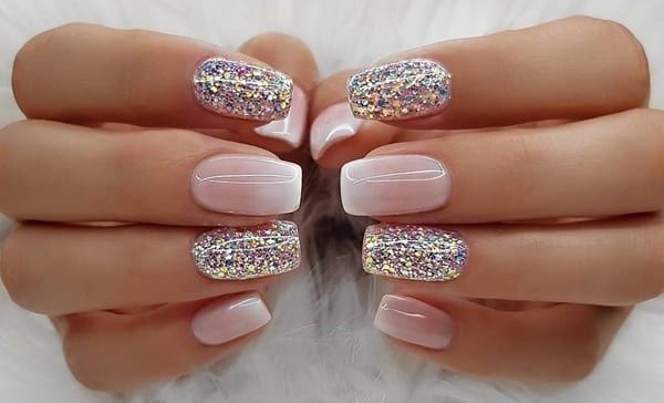 Glitter and Foil Coffin Nails