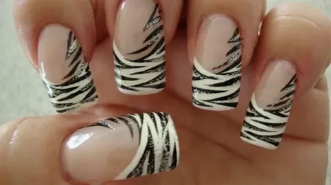 Abstract Art on White Nails