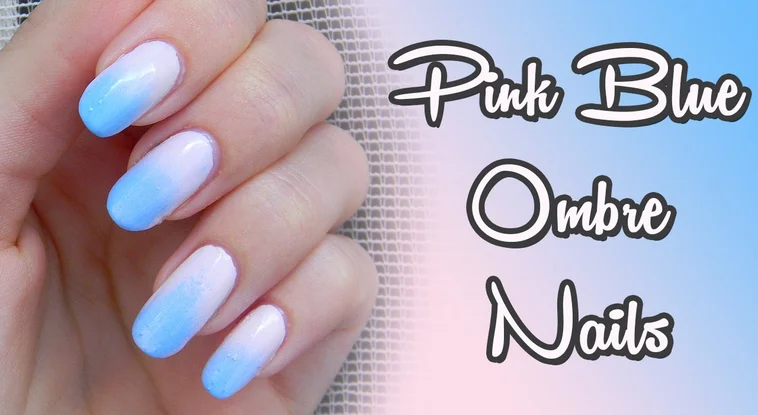 Baby Blue and Pink Ombre Nails