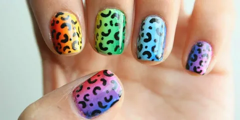 rainbow Cheetah nail Print